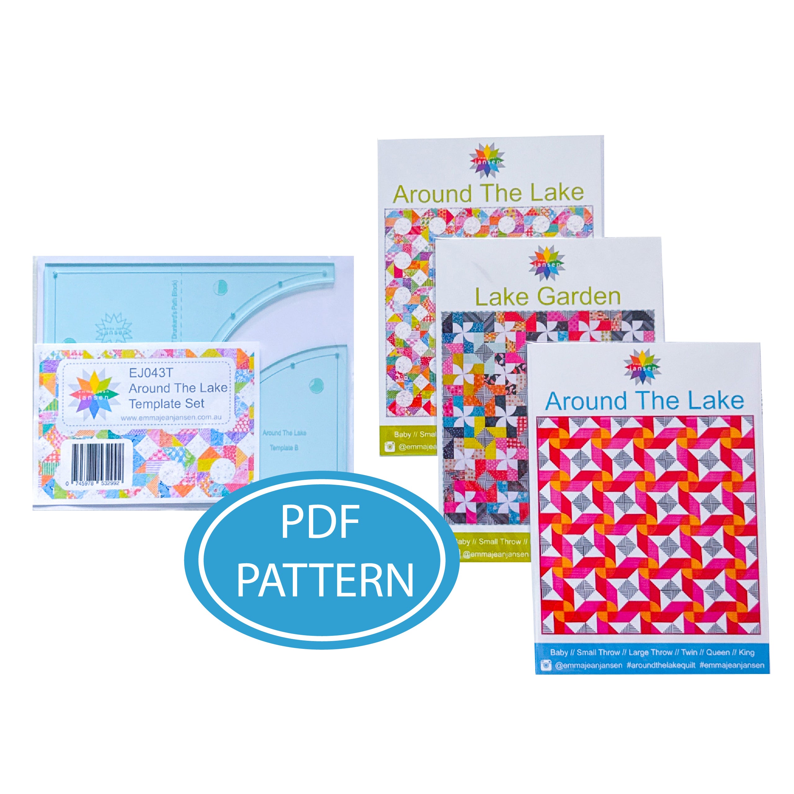 Around The Lake and Lake Garden PDF Pattern and Template Set