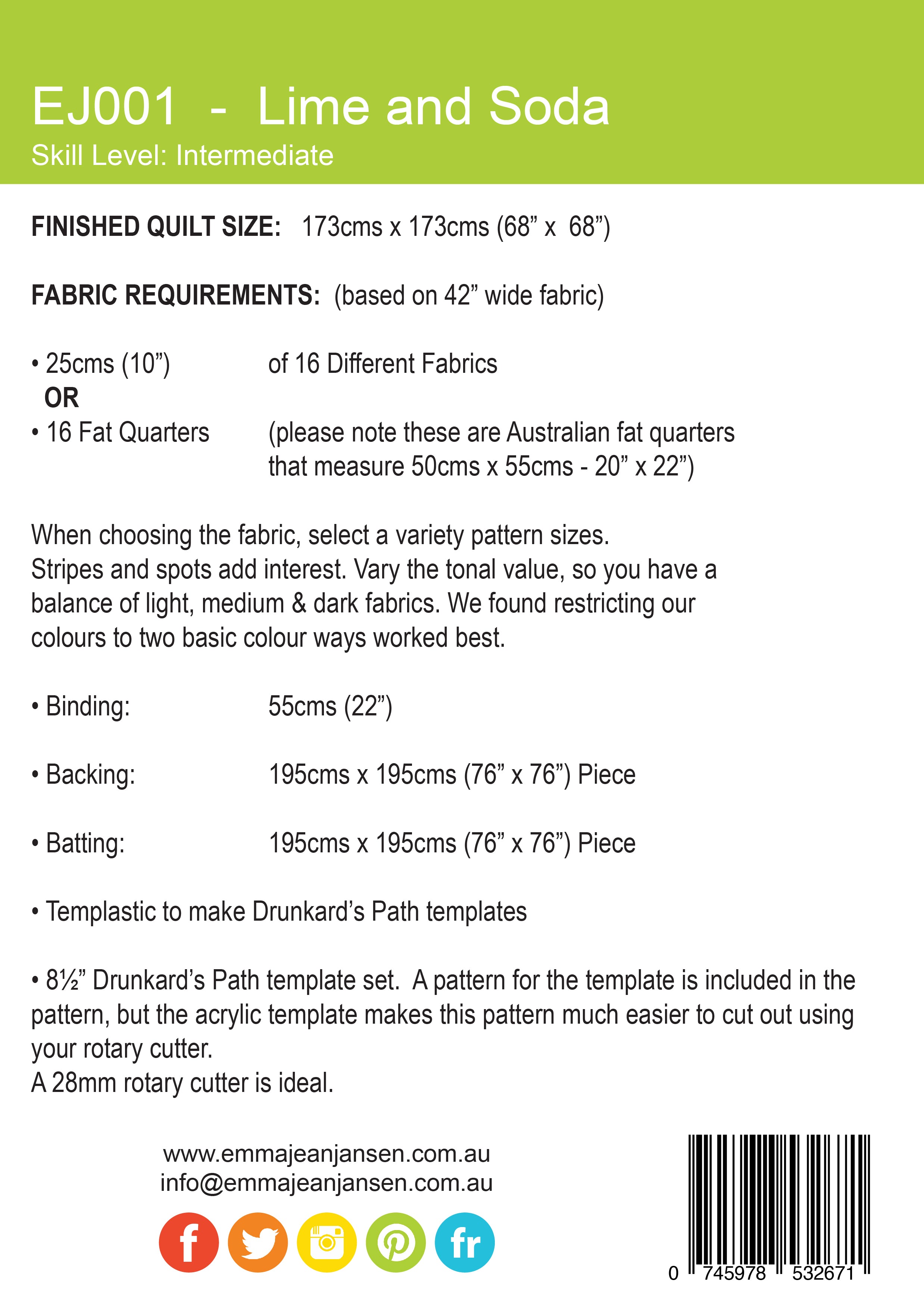 Lime and Soda Quilt Pattern - Printed