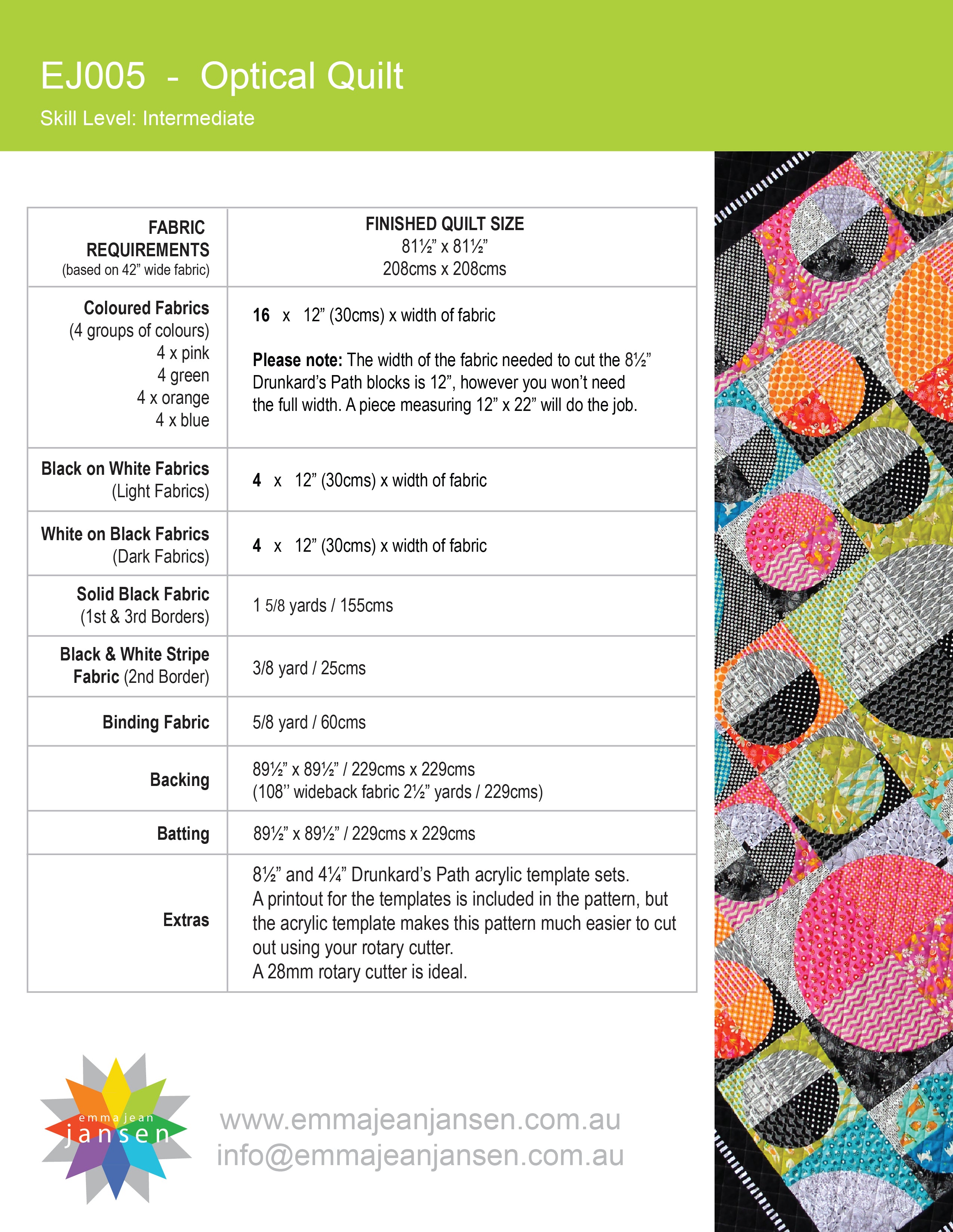 Optical Quilt Pattern - PDF