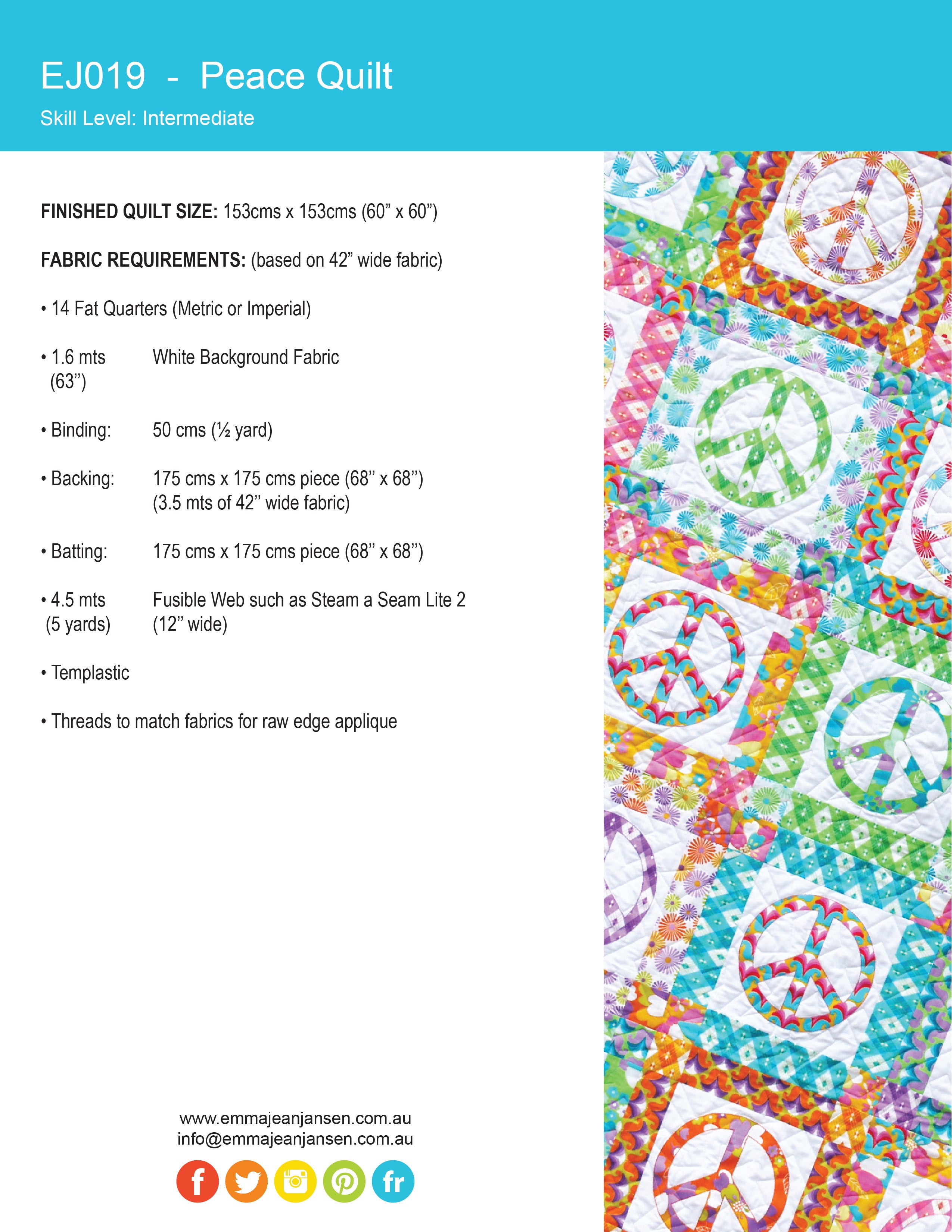 Peace Quilt Pattern - PDF