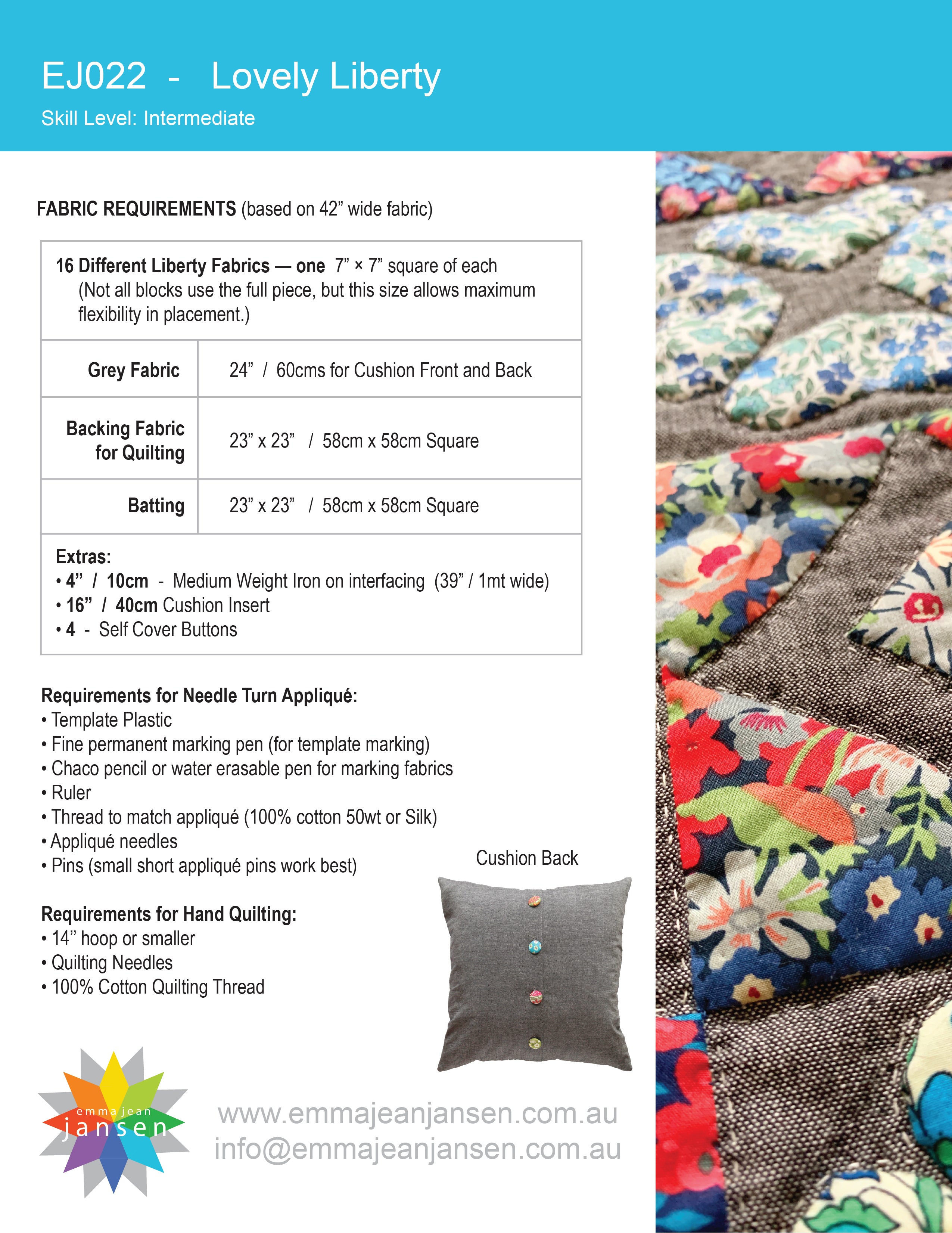 Lovely Liberty Cushion Pattern - PDF