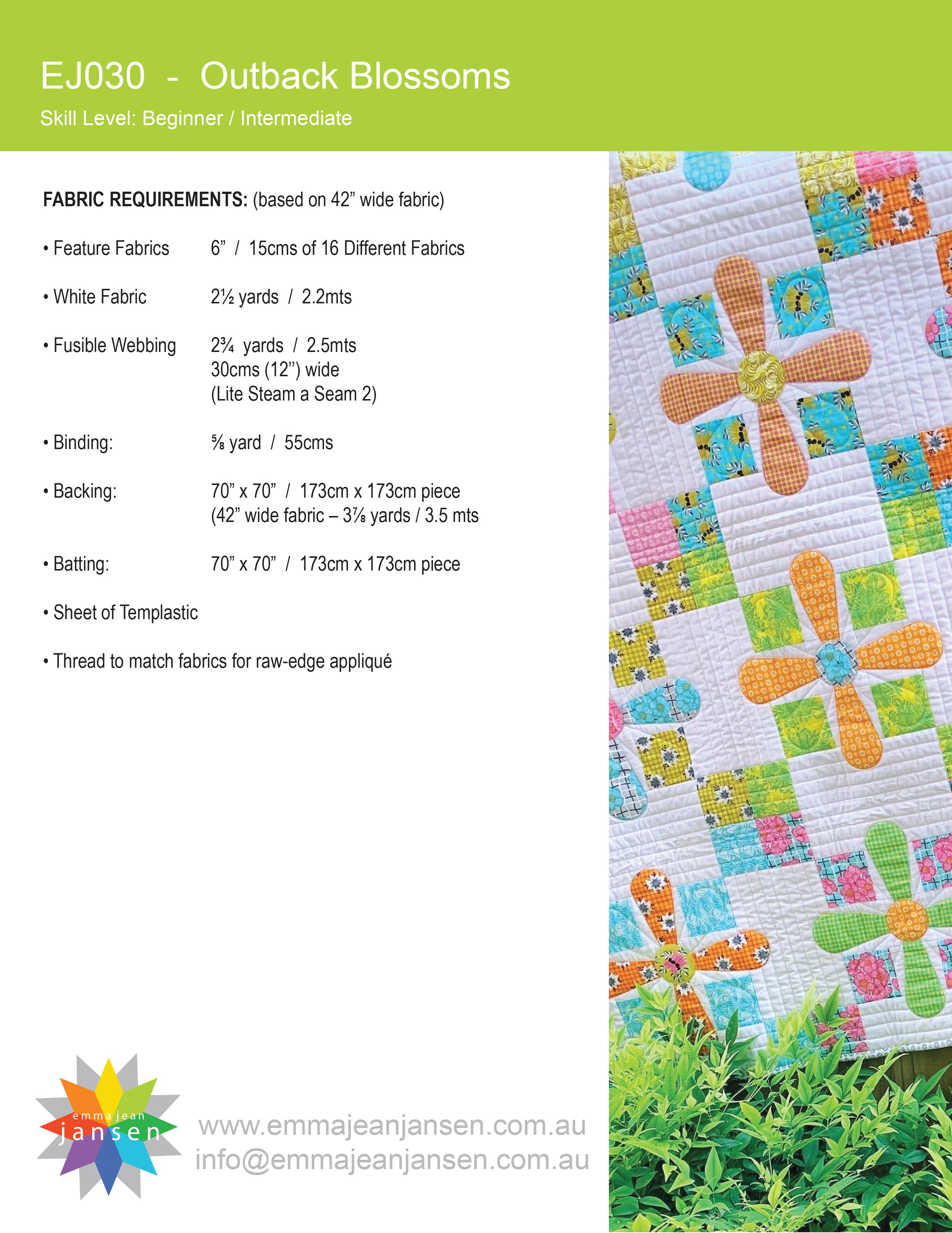 Outback Blossoms Quilt Pattern - PDF