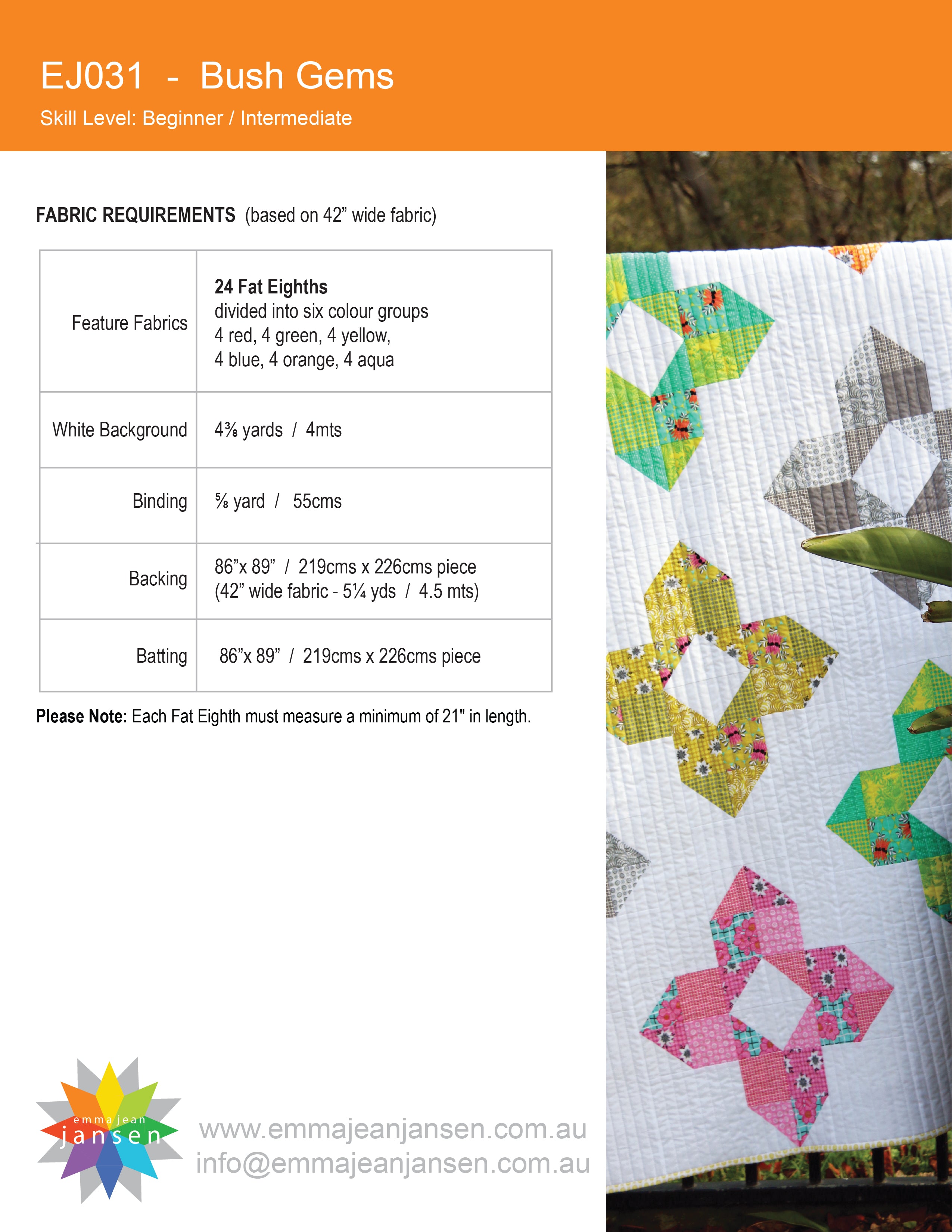 Bush Gems Quilt Pattern - PDF
