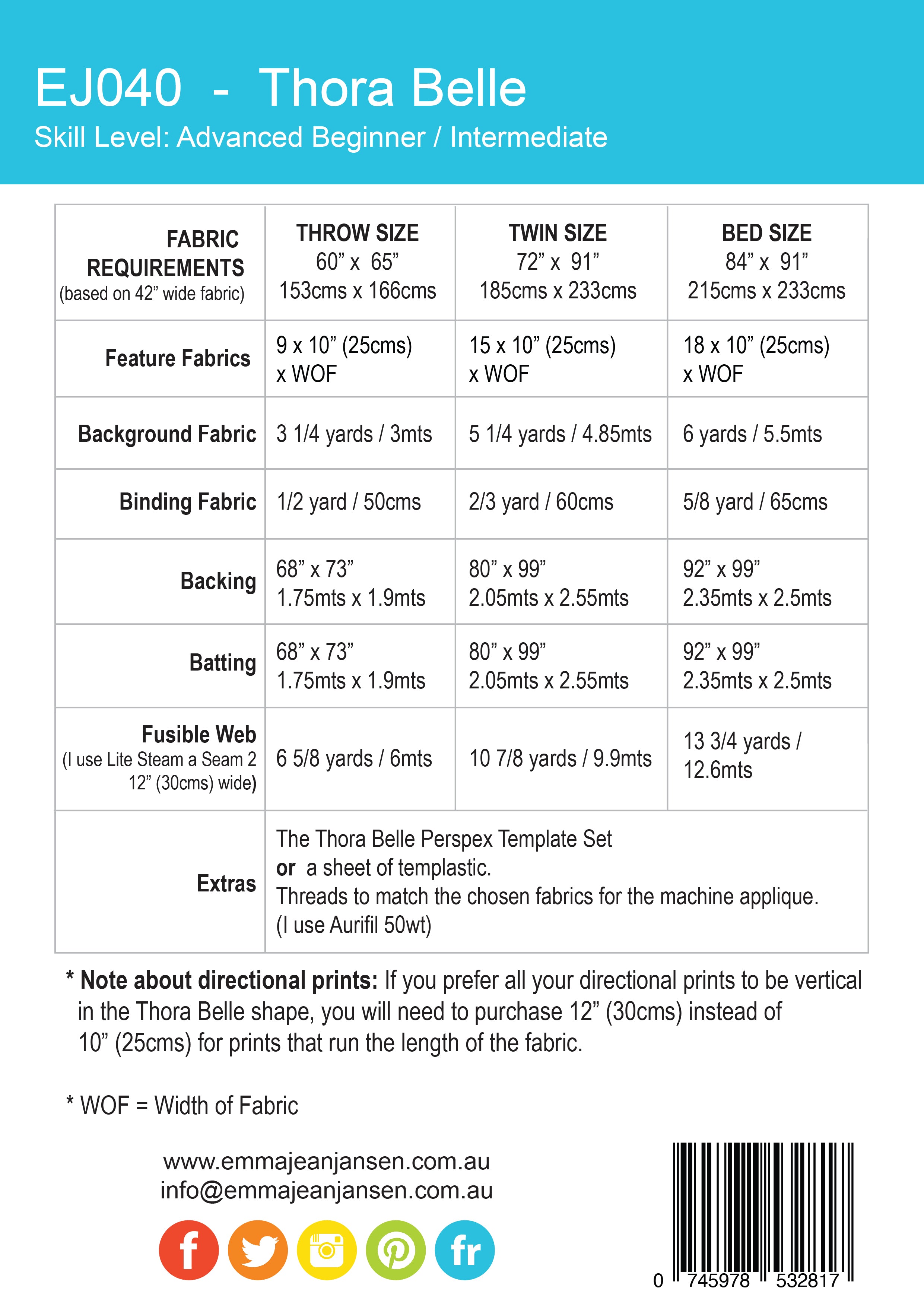 Thora Belle Quilt Pattern - Printed