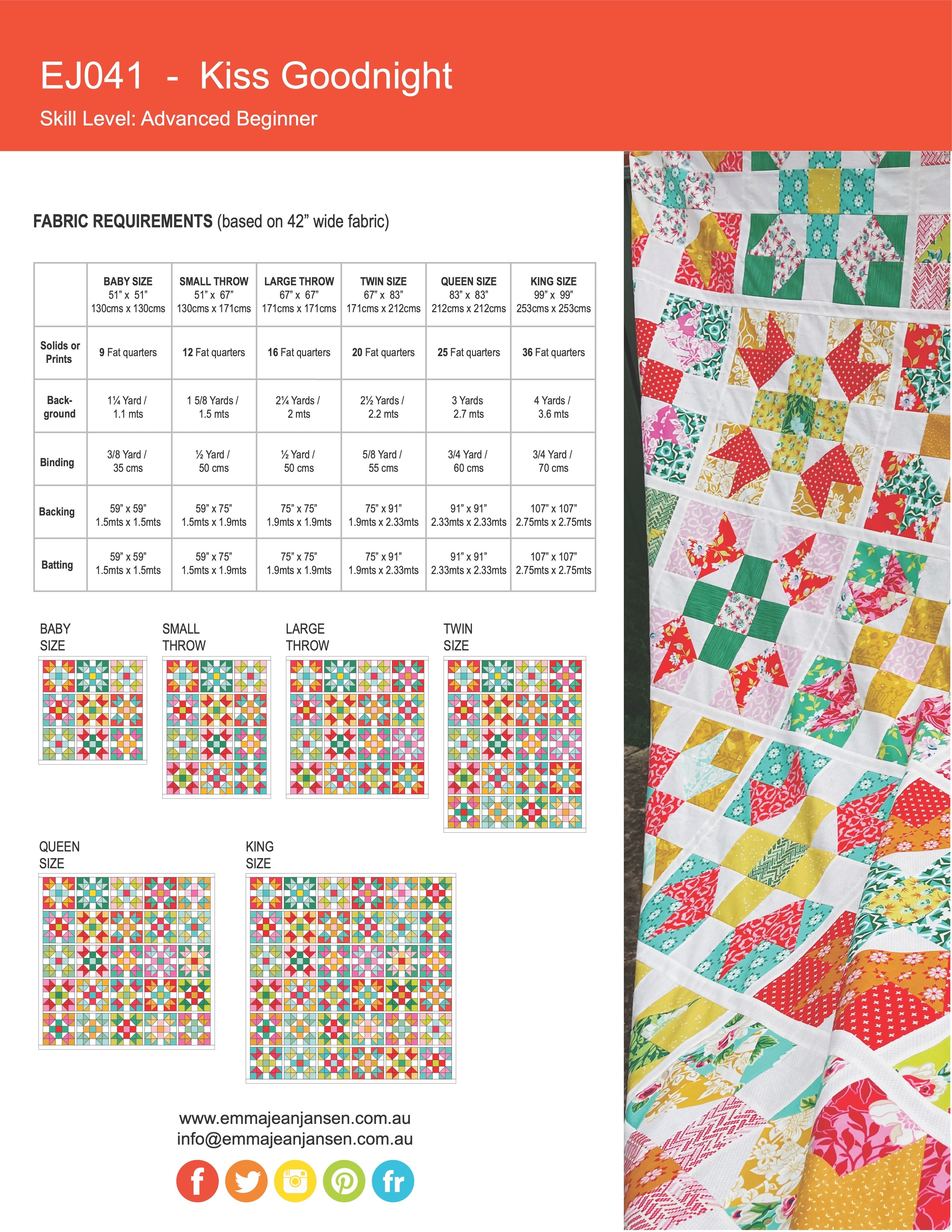 Kiss Goodnight Quilt Pattern - PDF