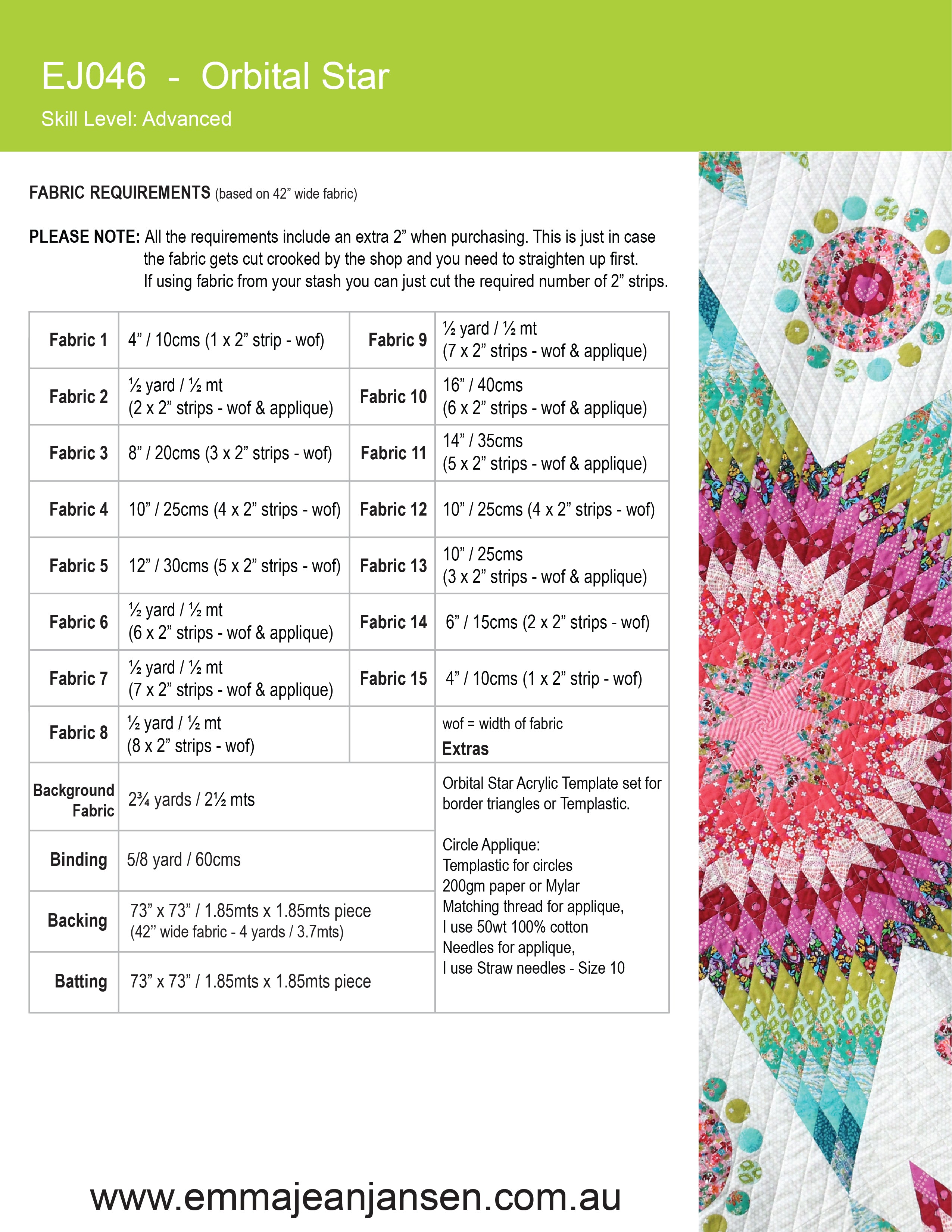 Orbital Star Quilt Pattern - PDF