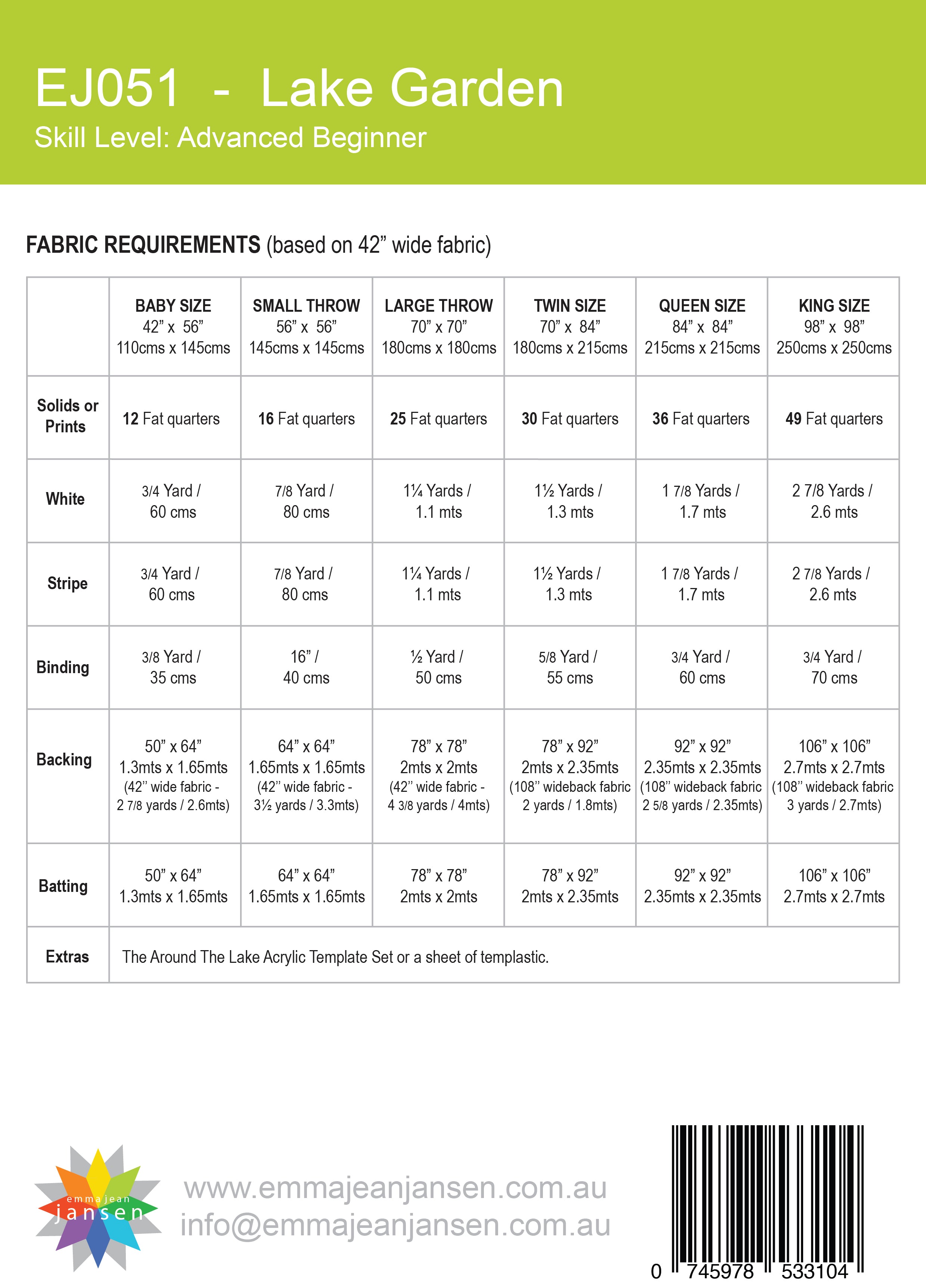 Lake Garden Quilt Pattern - Printed