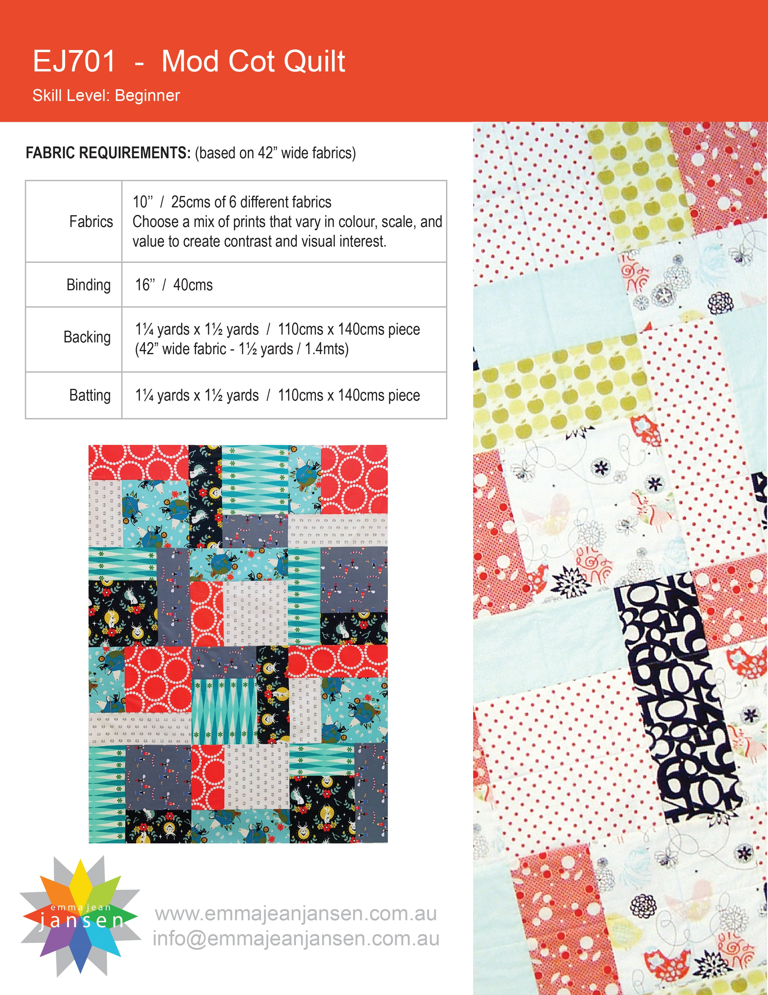Mod Cot Quilt Mini Pattern - PDF