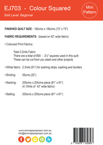 Colour Squared Quilt Mini Pattern - Printed