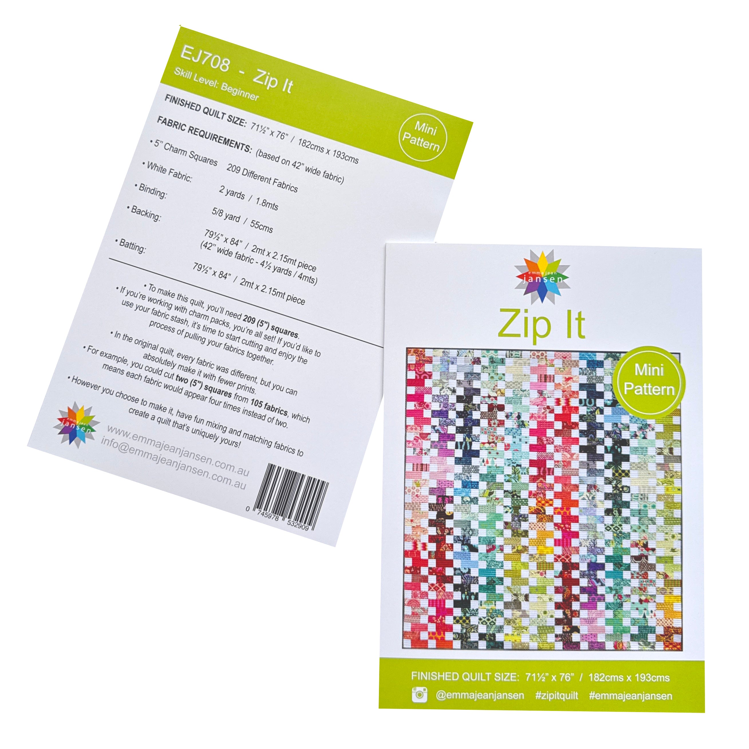 Zip It Quilt Mini Pattern - Printed