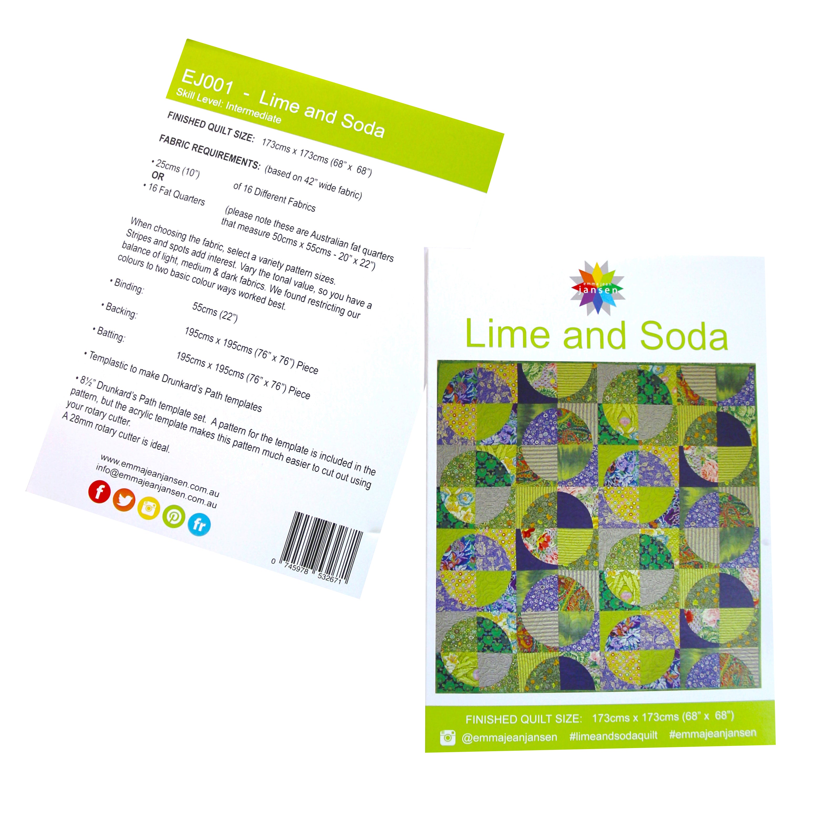 Lime and Soda Quilt Pattern - Printed