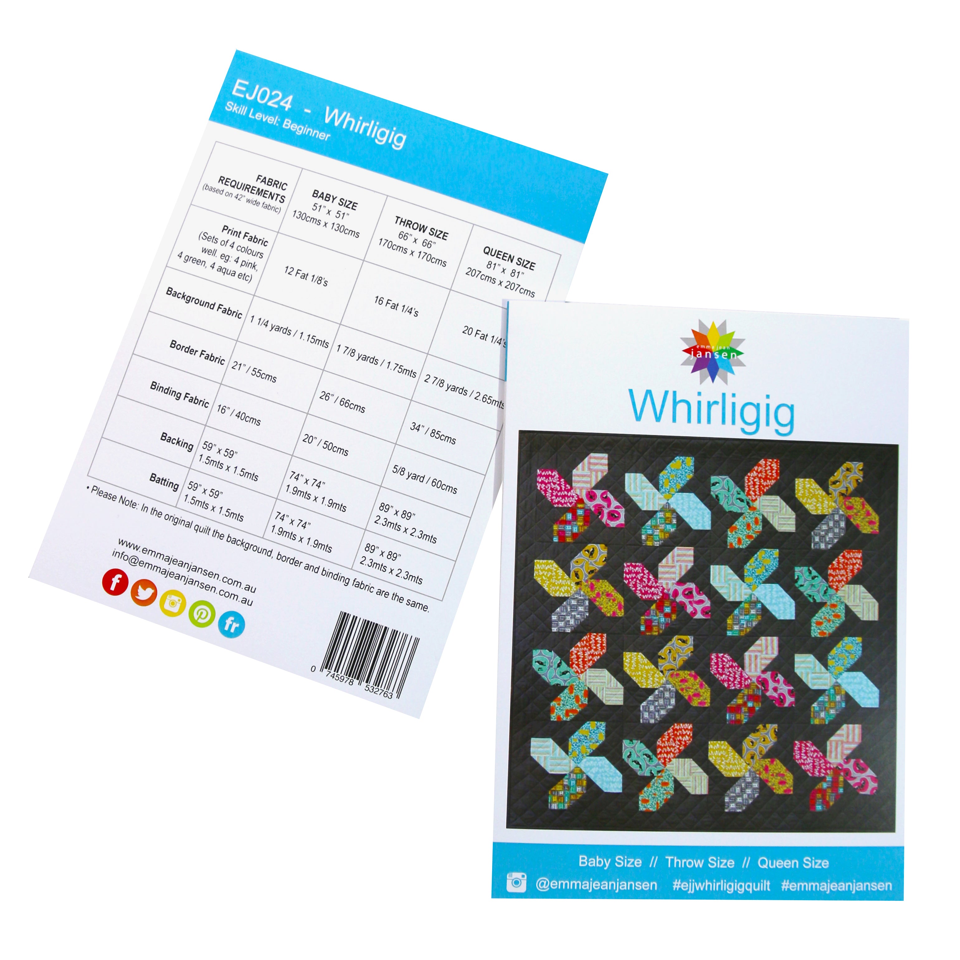 Whirligig Quilt Pattern - Printed