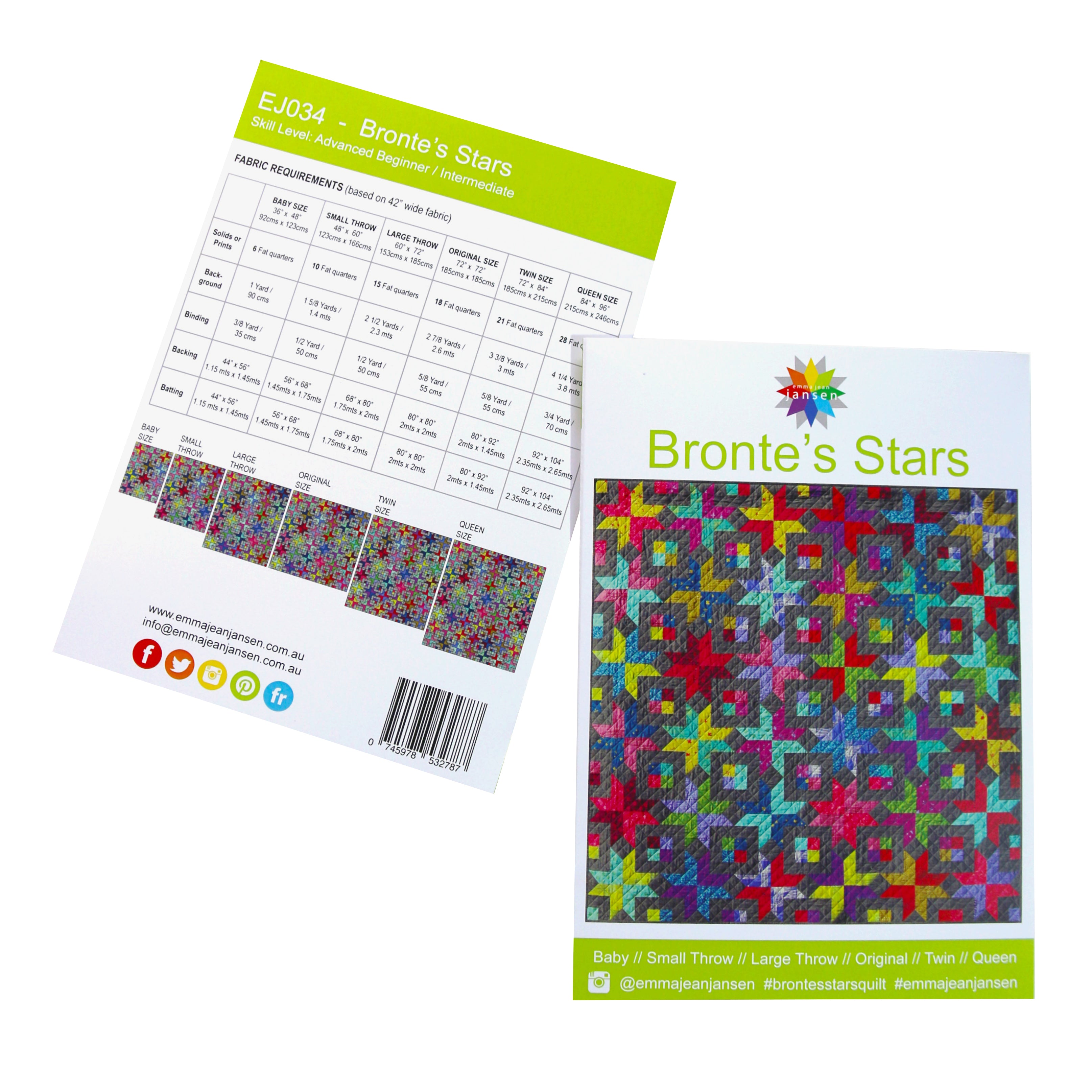 Bronte's Stars Quilt Pattern - Printed