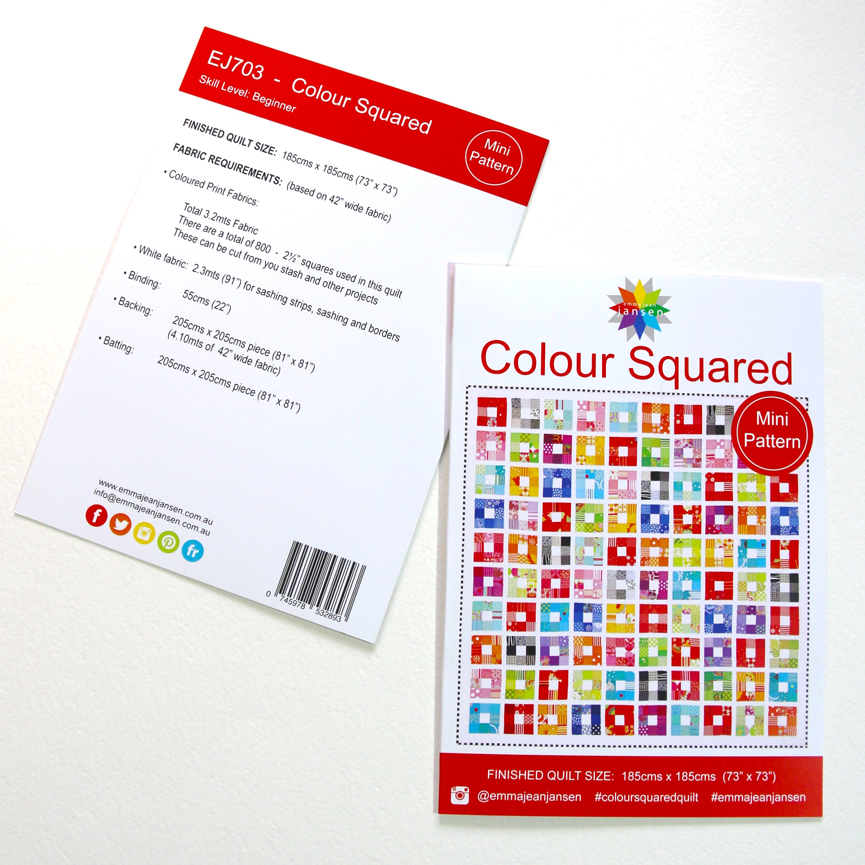 Colour Squared Quilt Mini Pattern - Printed
