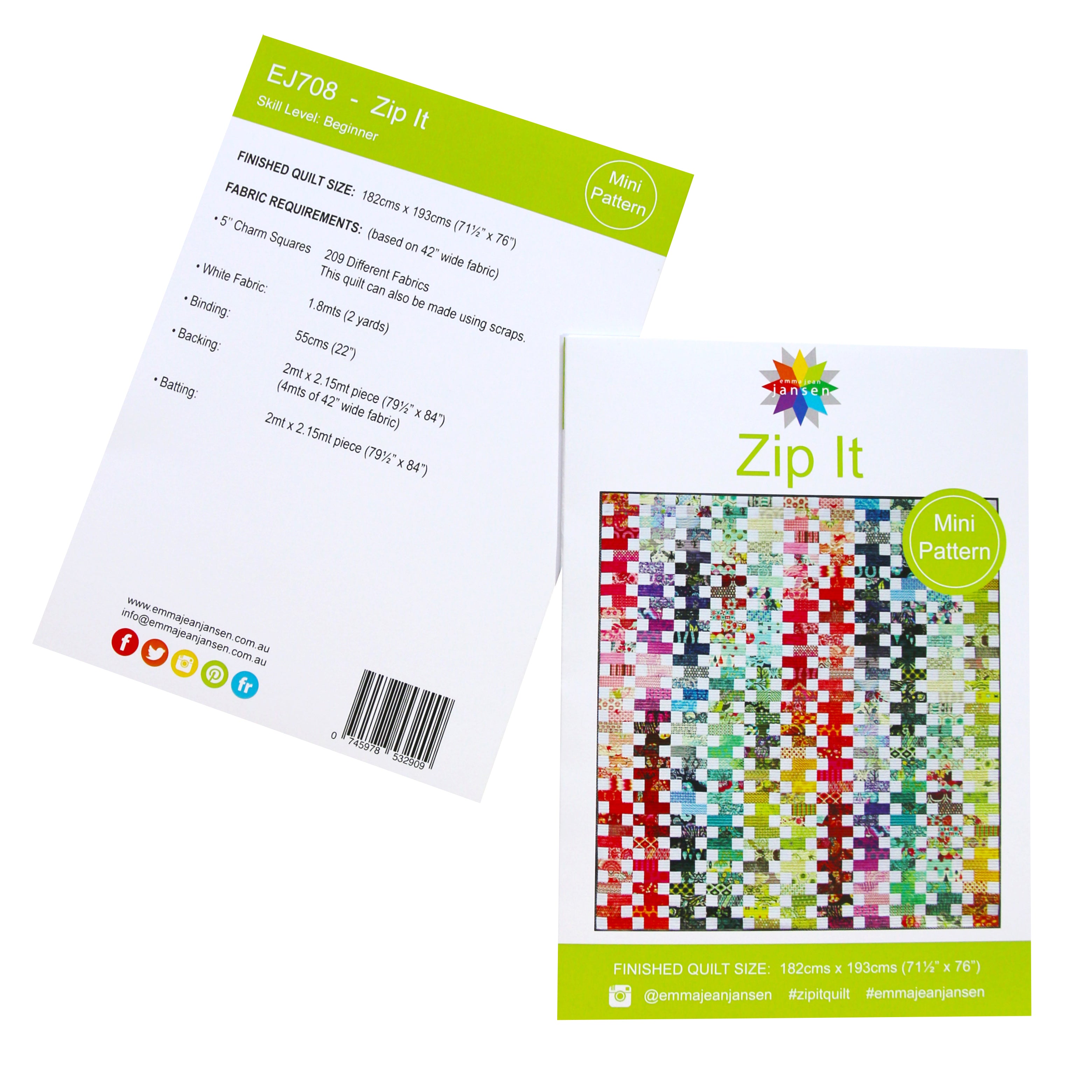 Zip It Quilt Mini Pattern - Printed