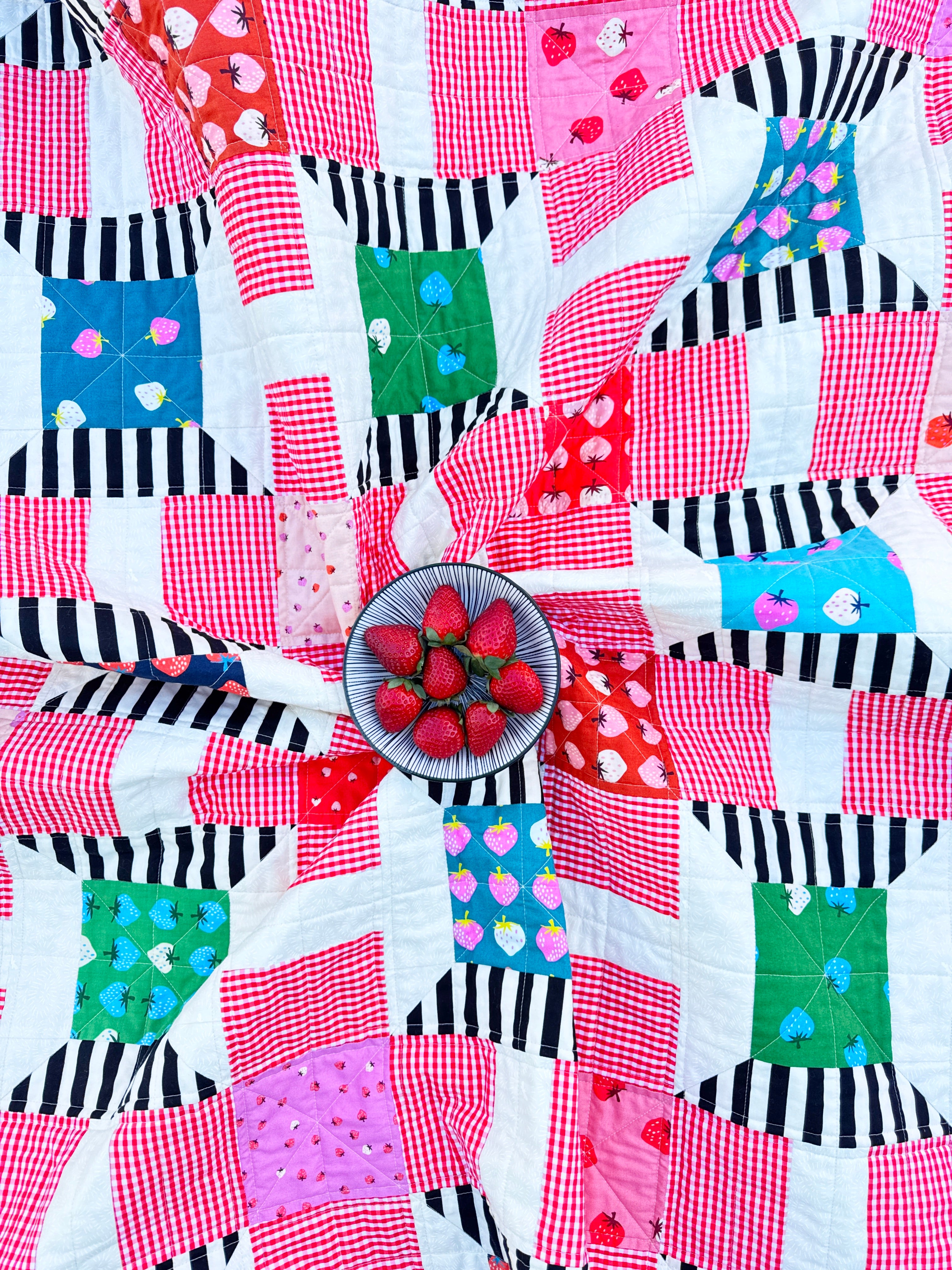 Strawberry Spools Quilt Pattern - Printed