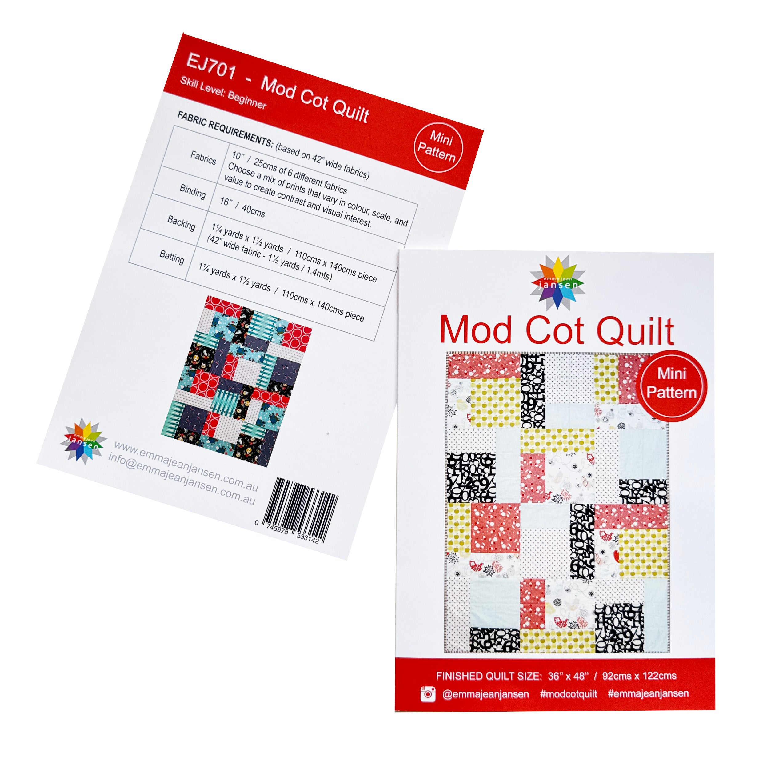 Mod Cot Quilt Mini Pattern - Printed