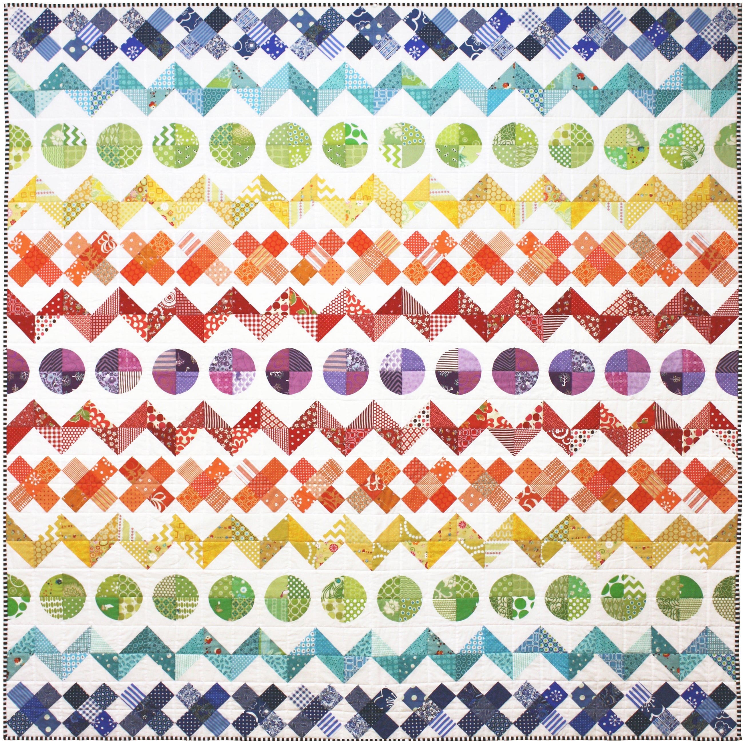 Rainbow Row by Row Quilt Pattern - PDF
