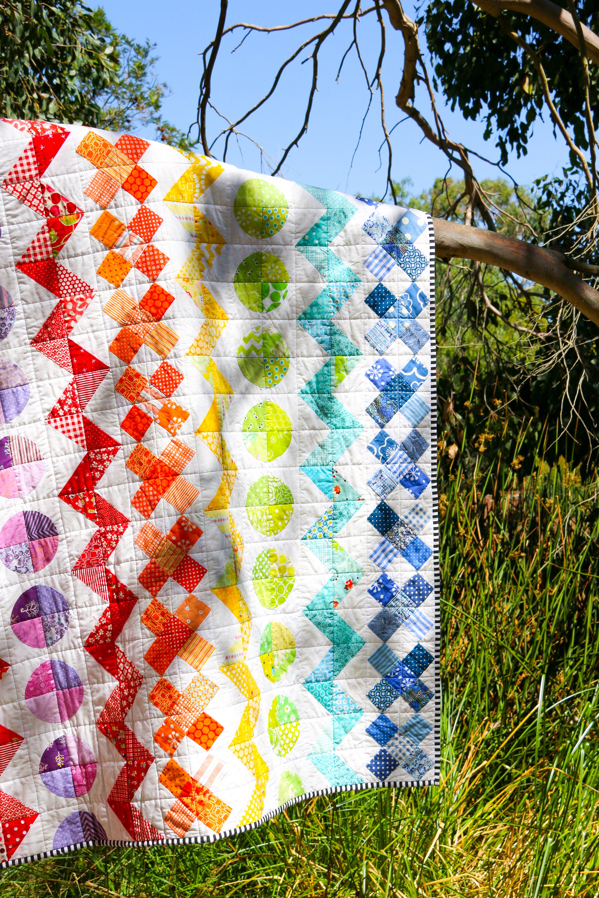 Rainbow Row by Row Quilt Pattern - PDF