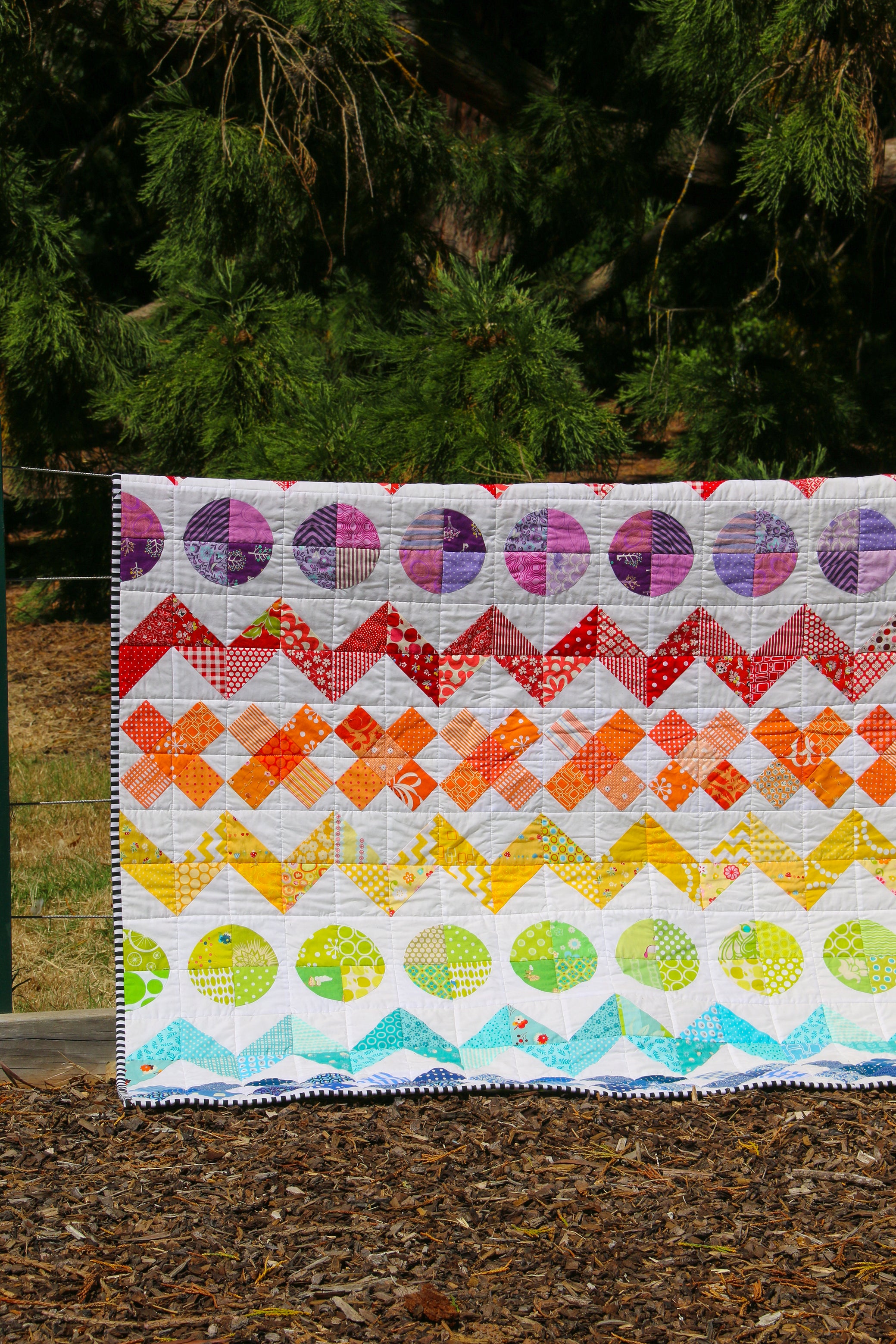 Rainbow Row by Row Quilt Pattern - PDF