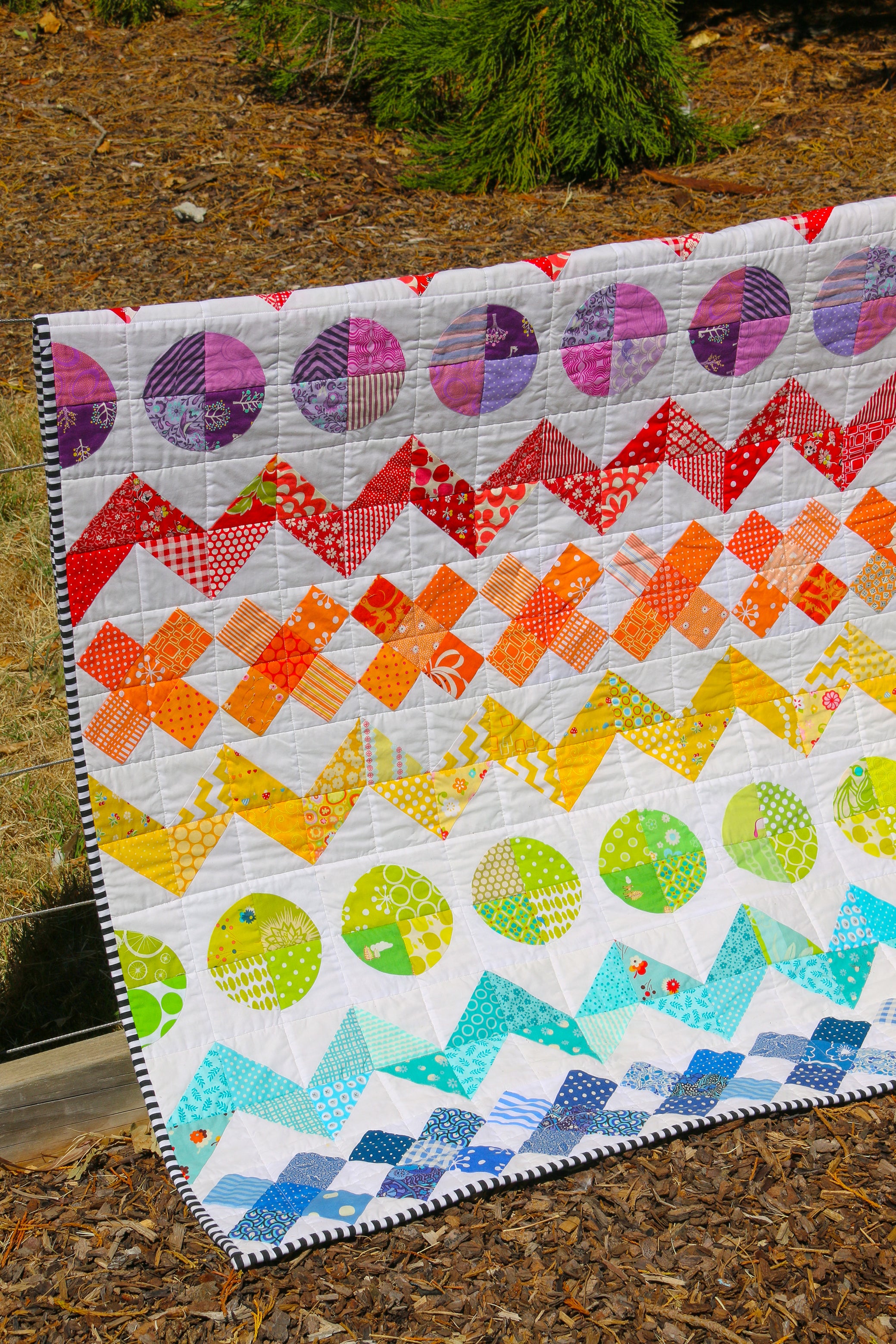 Rainbow Row by Row Quilt Pattern - PDF