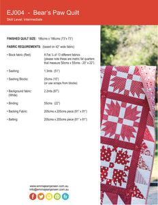 Bear's Paw Quilt Pattern - PDF