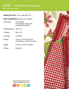 Apple Blossom Sampler Quilt Pattern - PDF