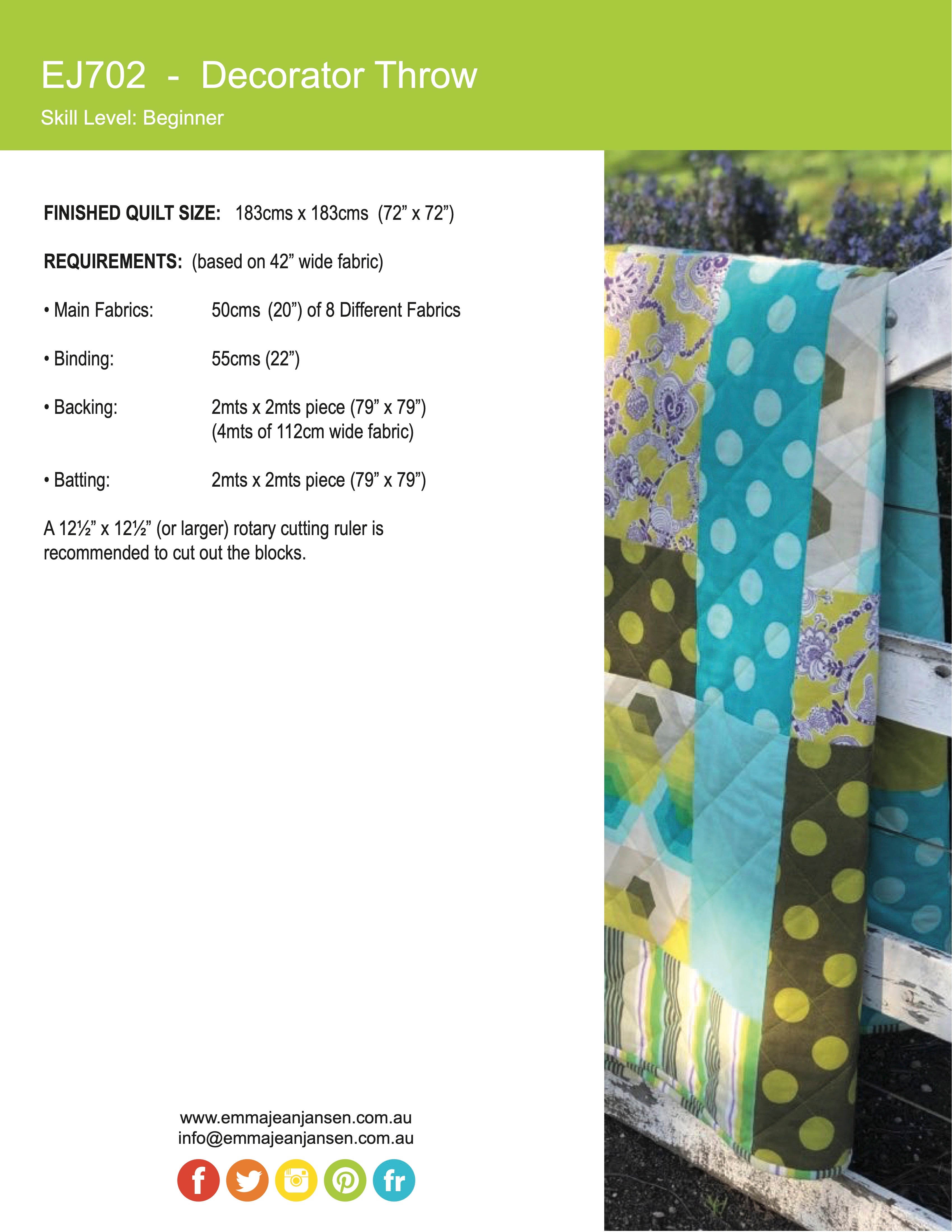Decorator Throw Quilt Mini Pattern - PDF