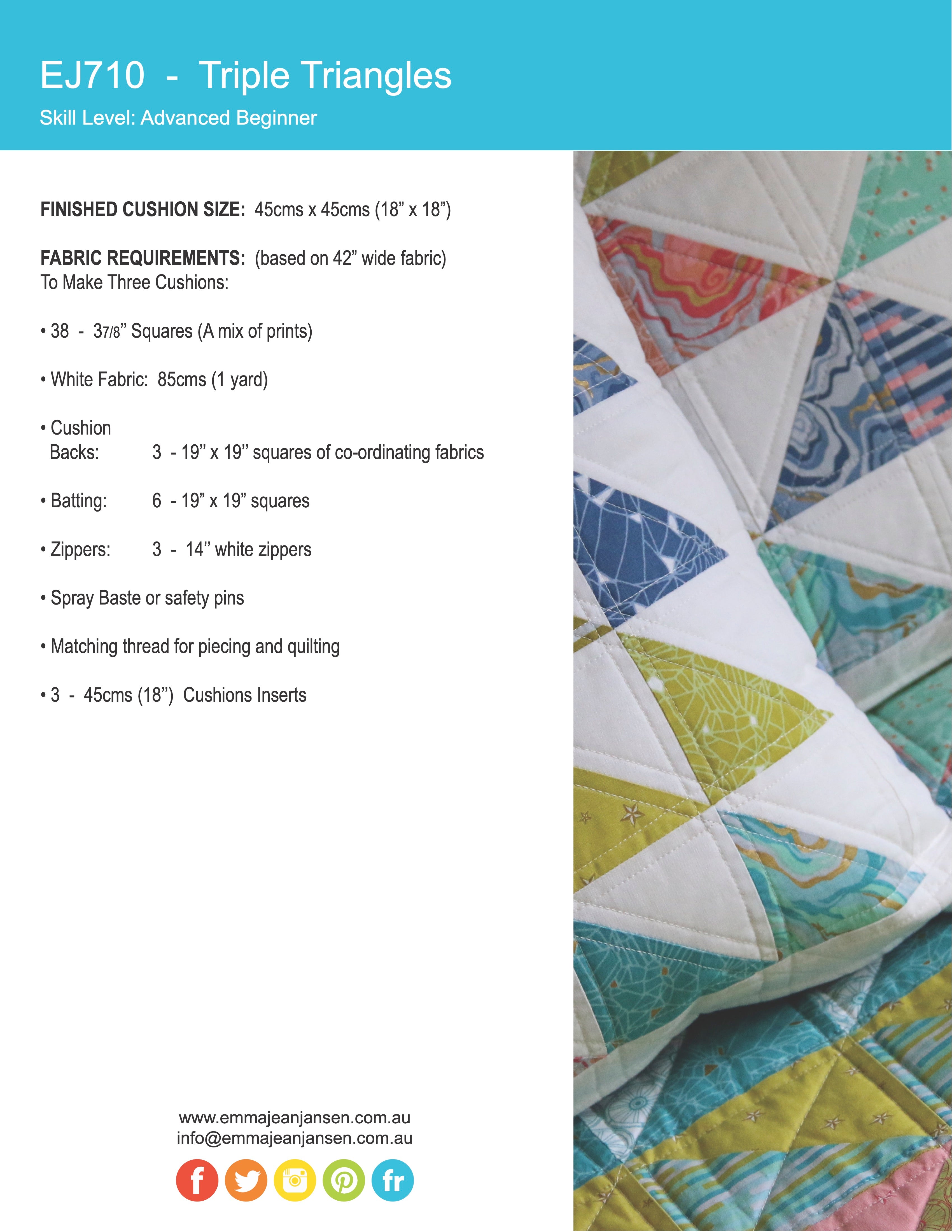 Triple Triangles Cushion Mini Pattern - PDF