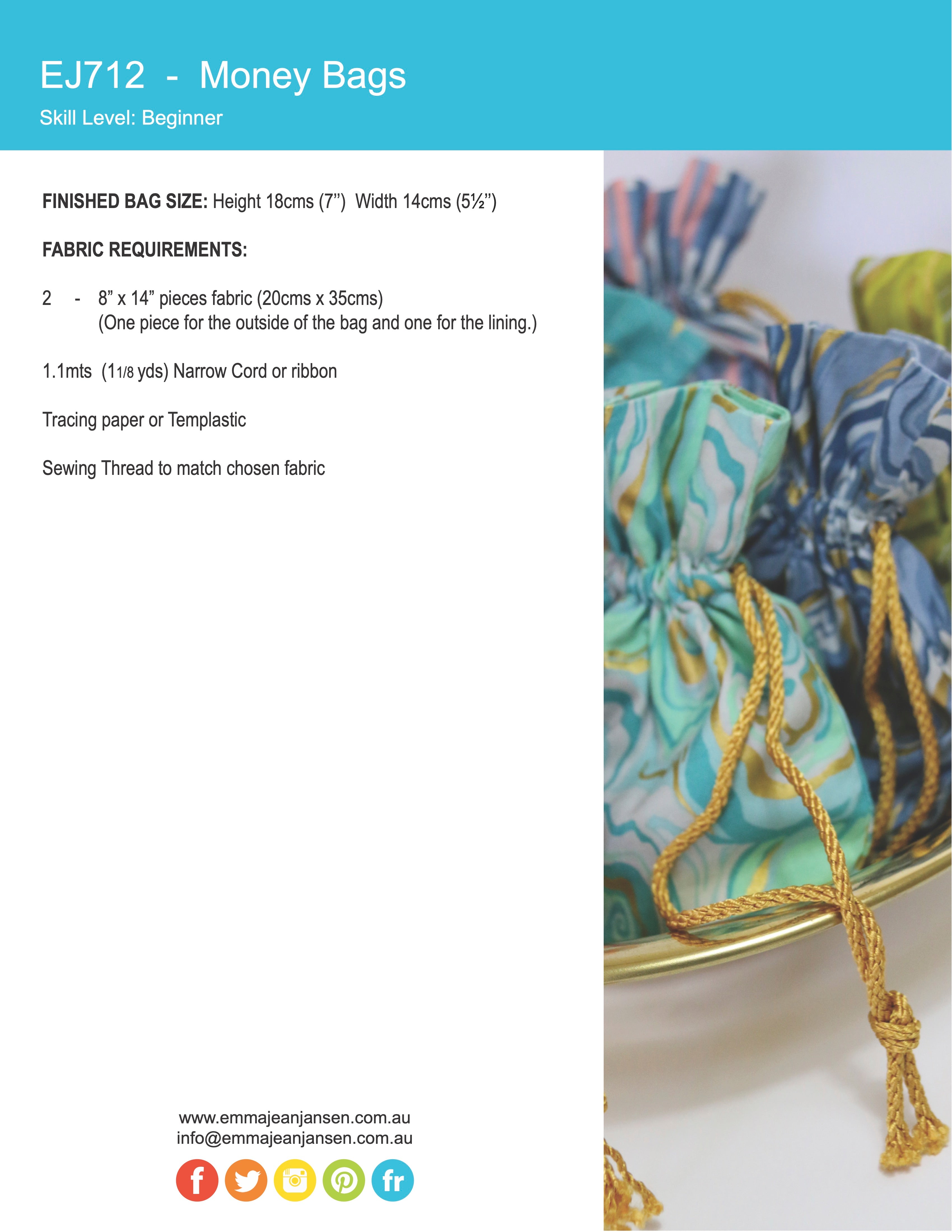 Money Bags Mini Pattern - PDF